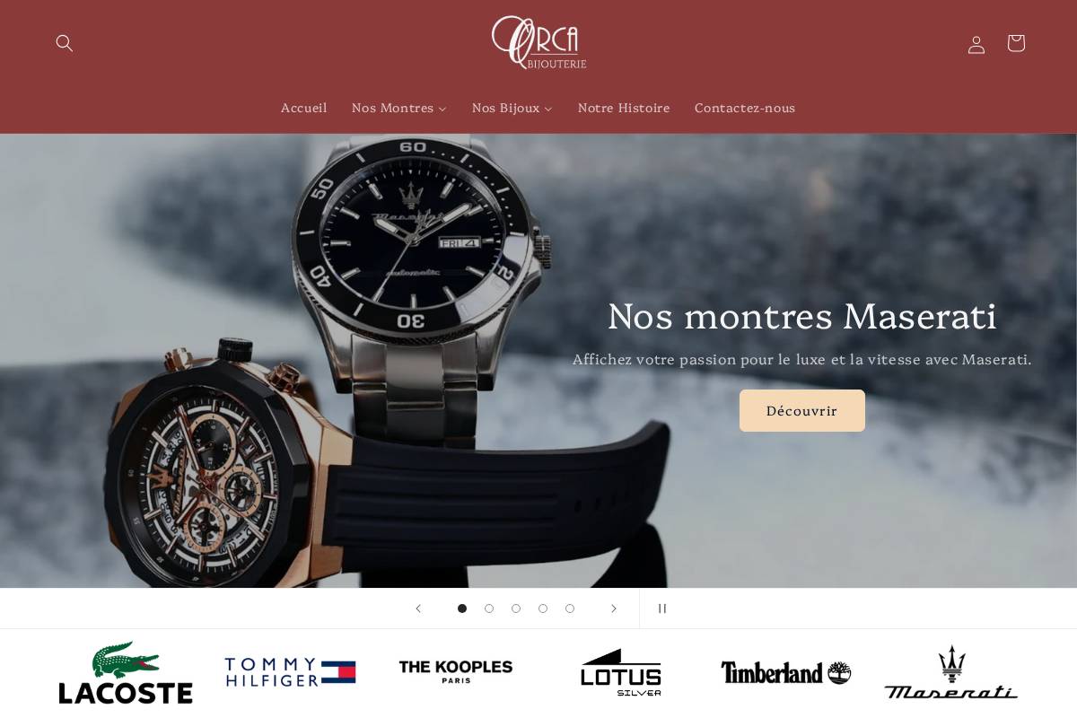 Orca Bijouterie homepage screenshot