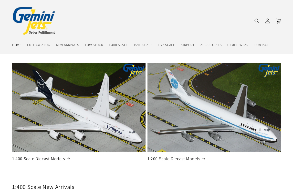GeminiJets Order Fulfillment homepage screenshot