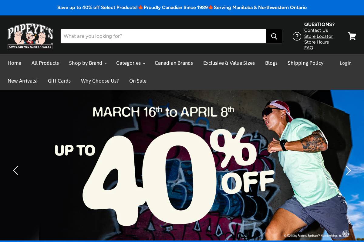 orders.popeyeswinnipeg.ca homepage screenshot