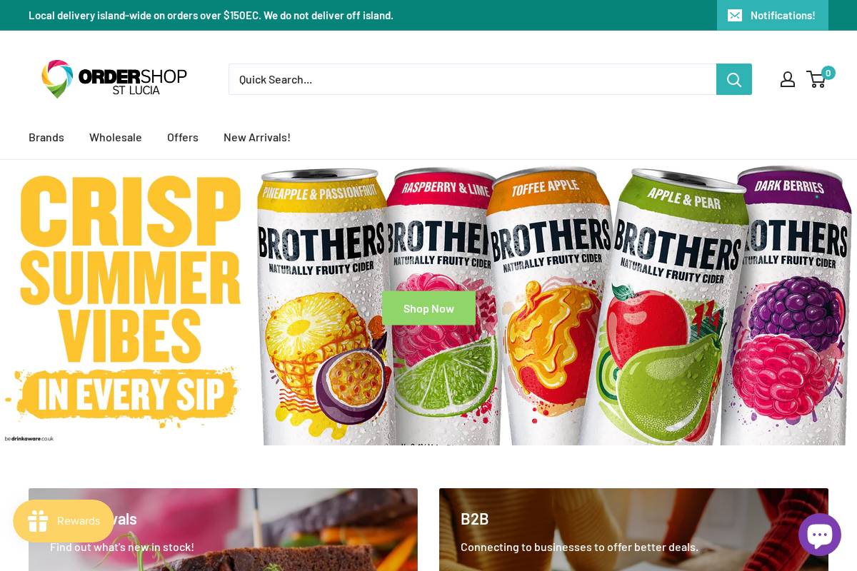 ordershopstlucia.com homepage screenshot