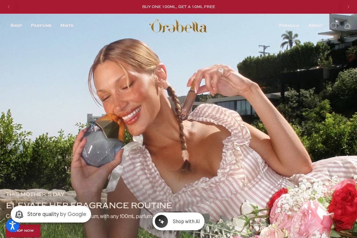 Orebella homepage screenshot