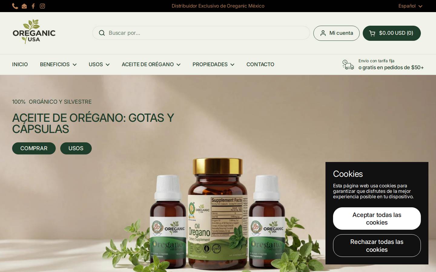 oreganicusa.com homepage screenshot