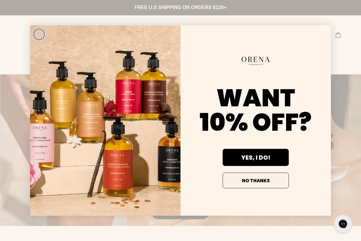Orenafragrances homepage screenshot