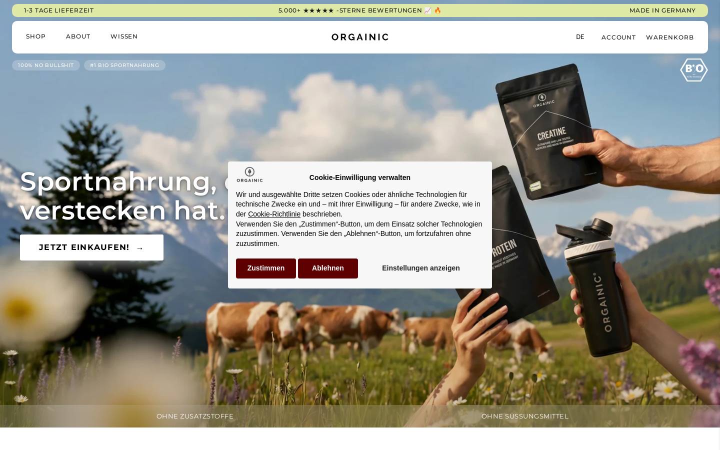 orgainic.com homepage screenshot