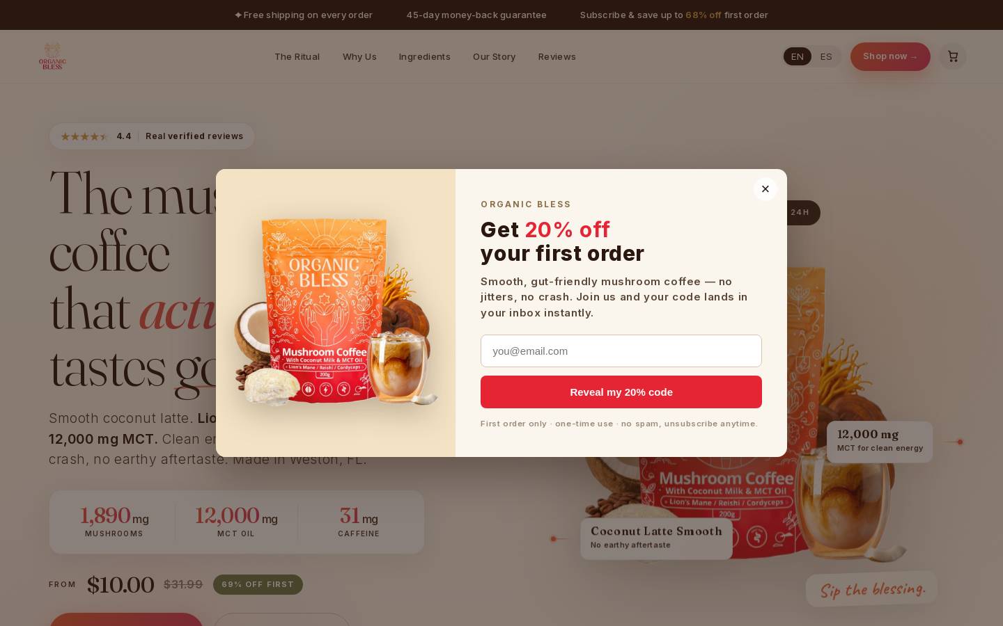 organic-bless.com homepage screenshot
