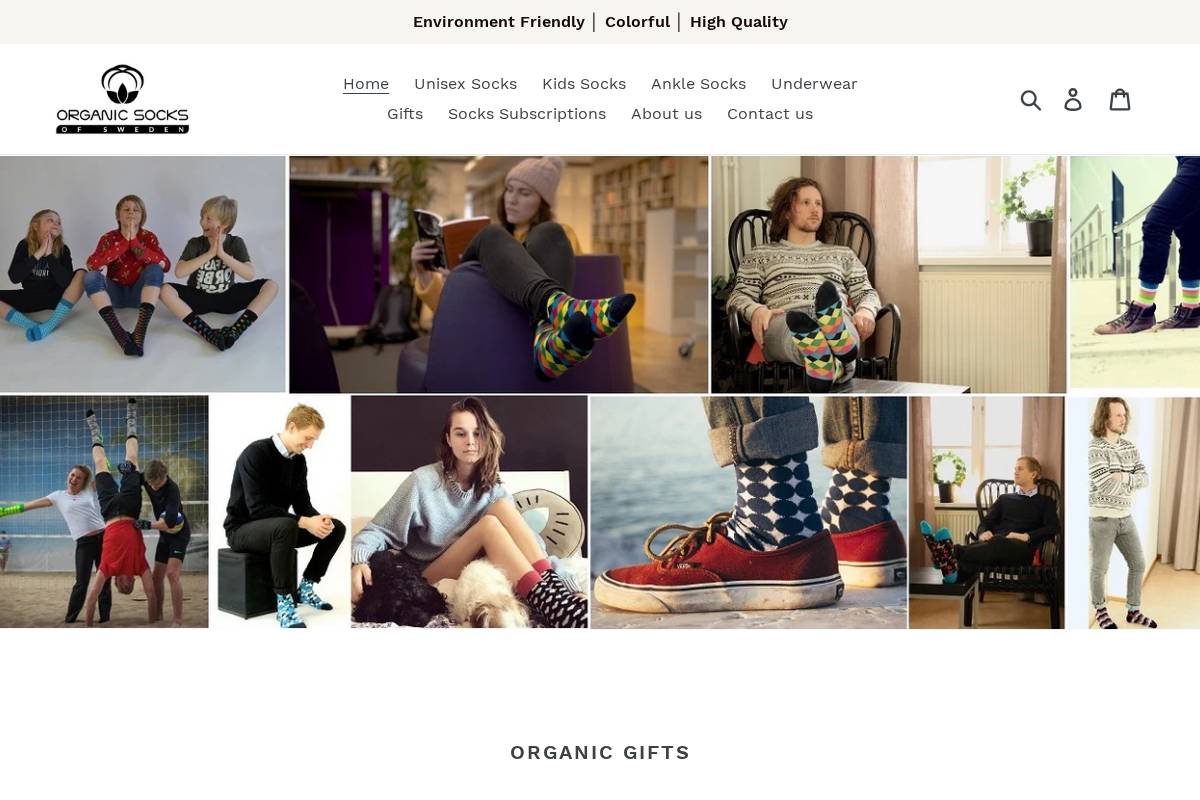 organic-socks.com homepage screenshot