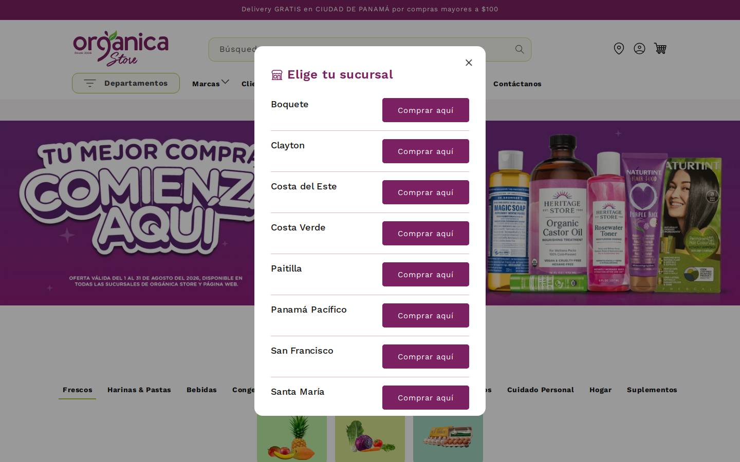 Organicastore homepage screenshot