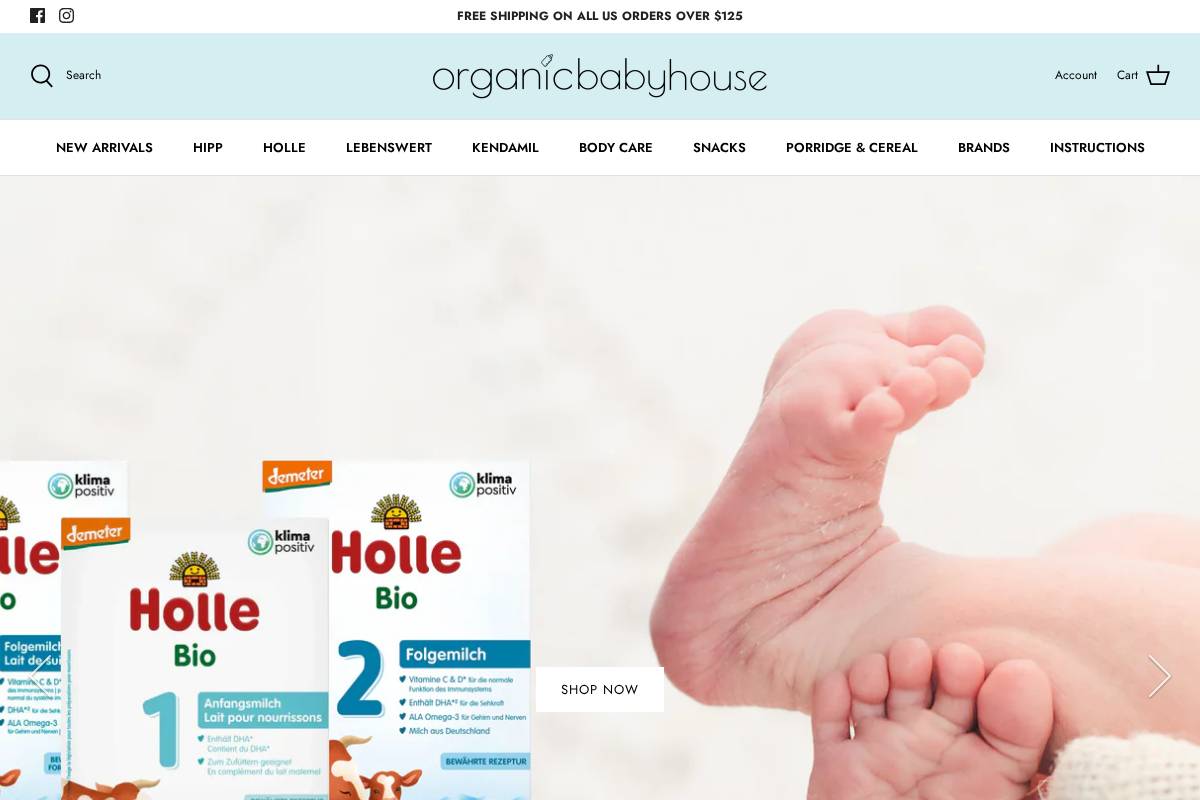 organicbabyhouse.com homepage screenshot