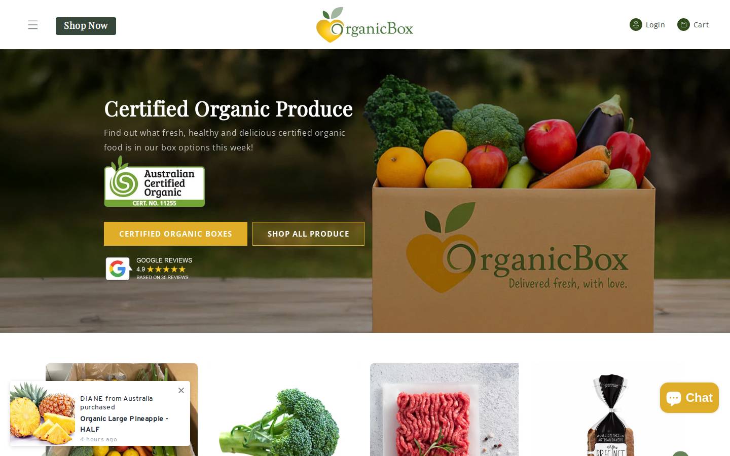 organicbox.com.au homepage screenshot