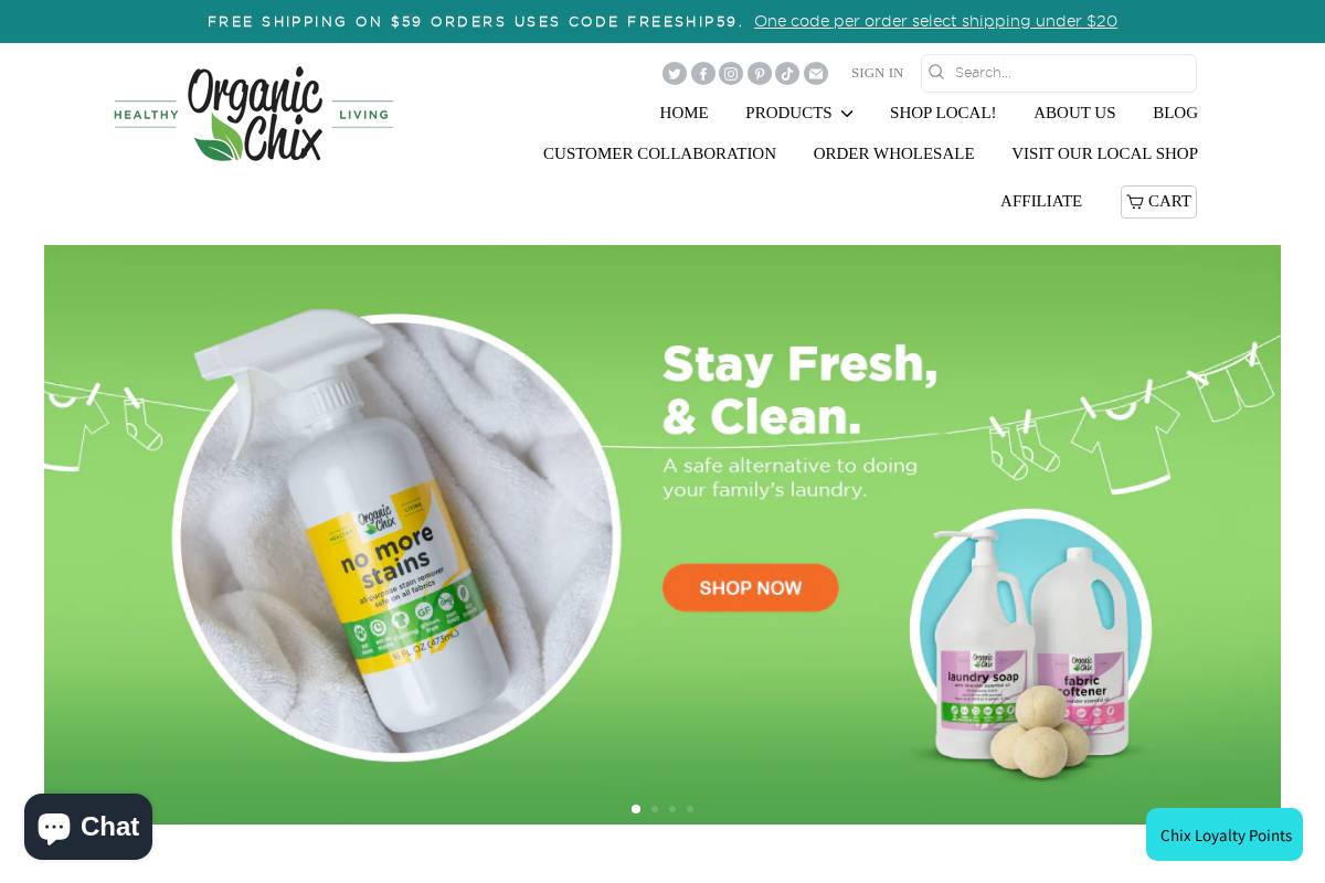 organicchix.com homepage screenshot