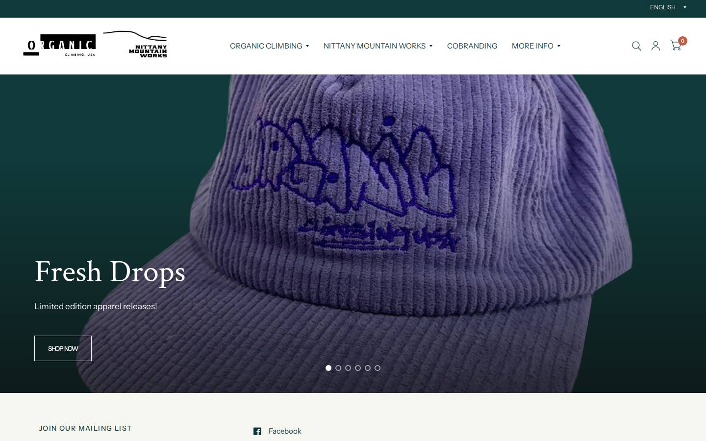 organicclimbing.com homepage screenshot