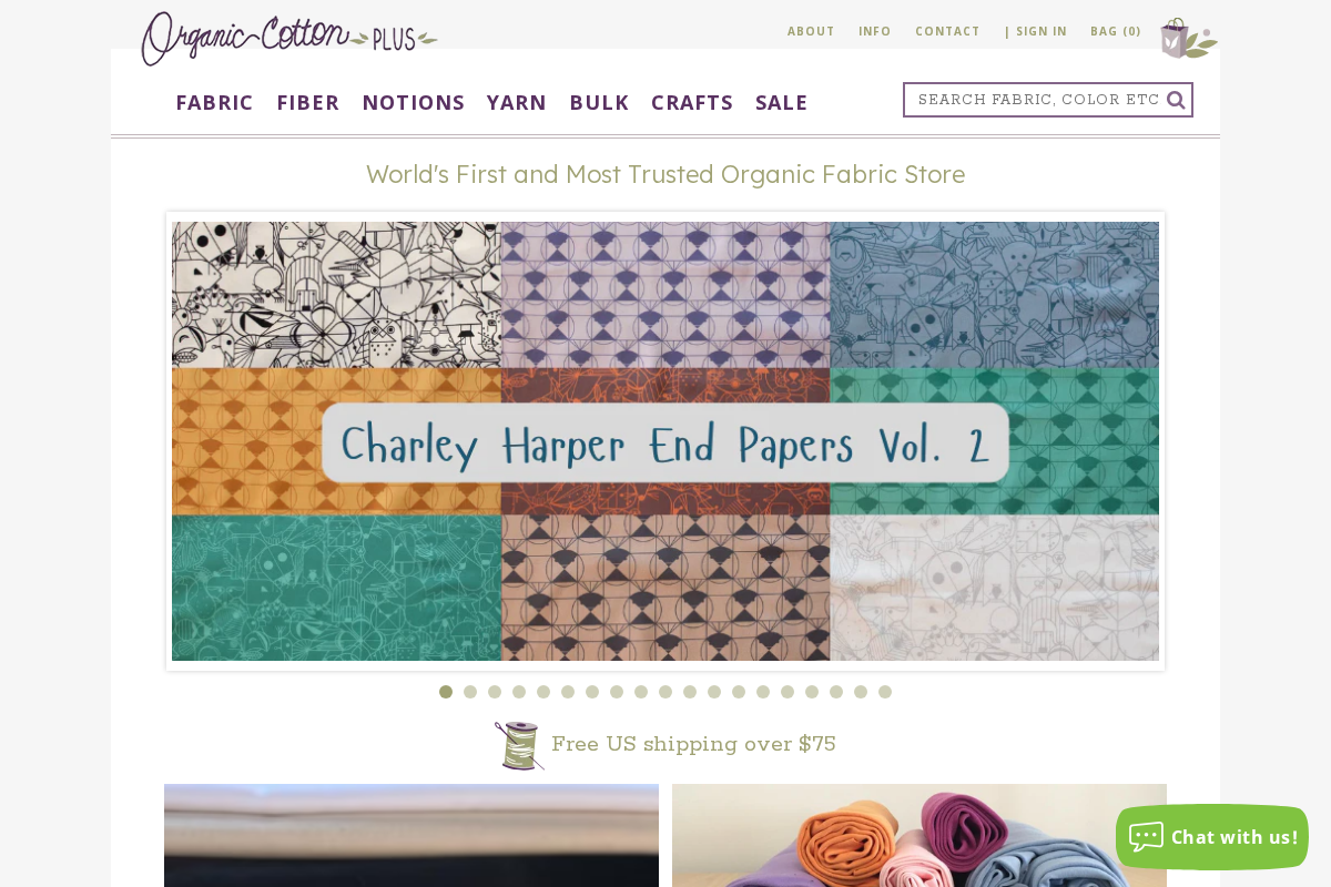 Organic Cotton Plus homepage screenshot