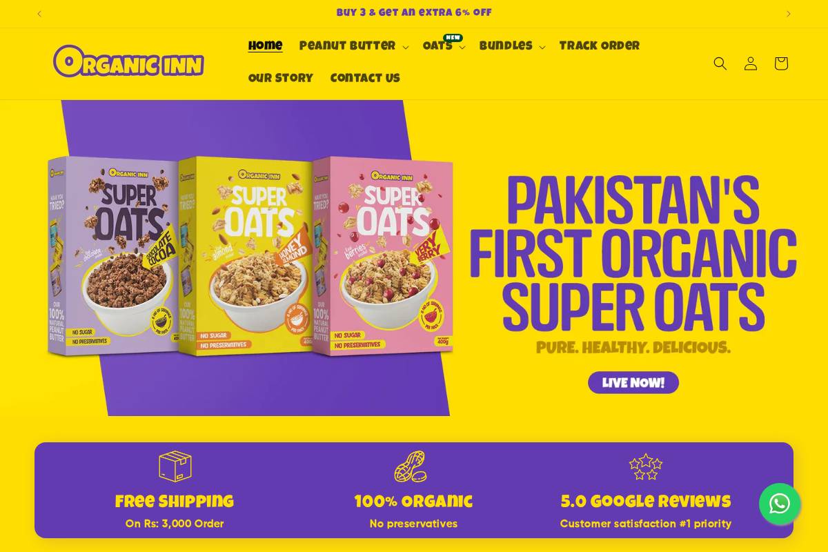 organicinn.pk homepage screenshot