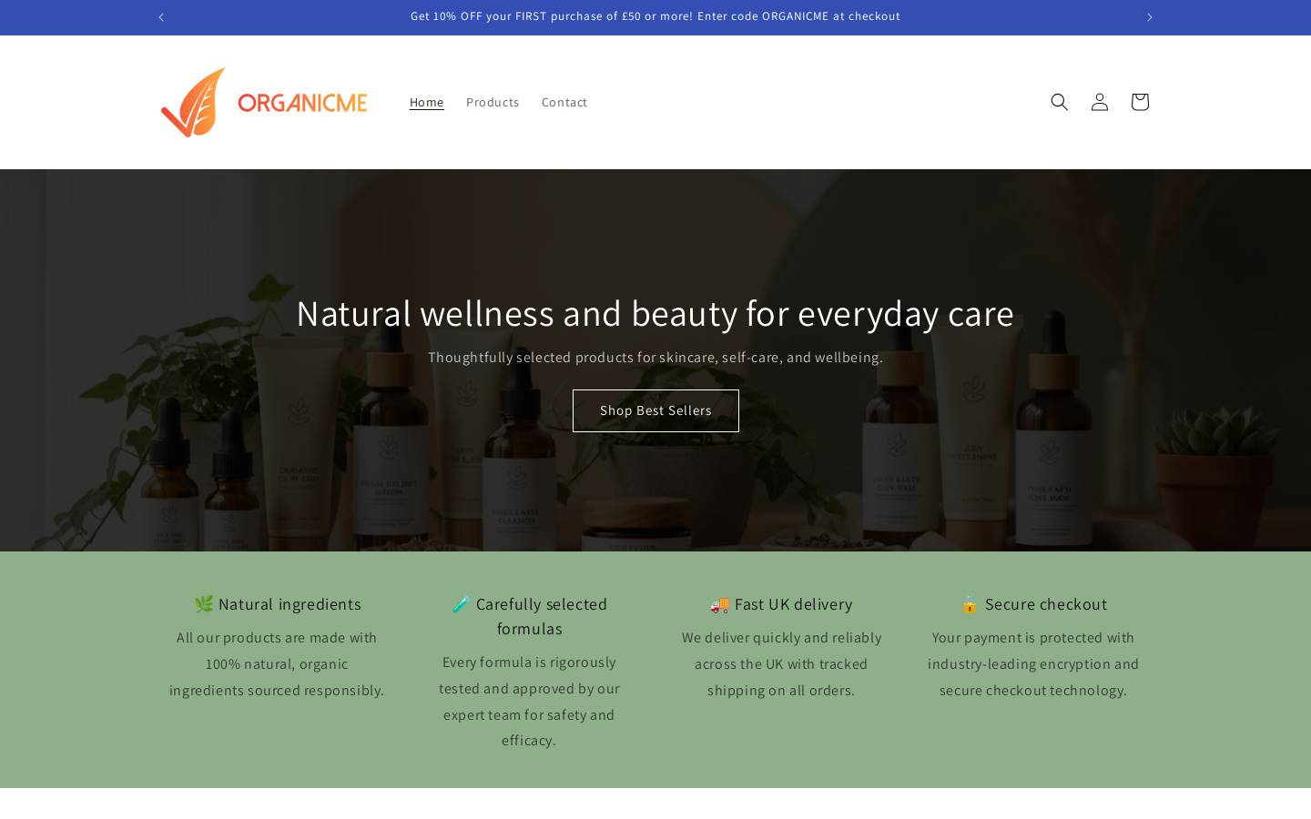 organicme.store homepage screenshot