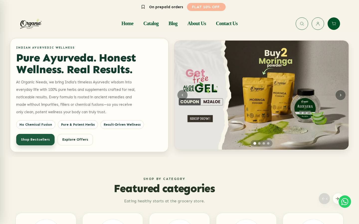 organicneeds.in homepage screenshot