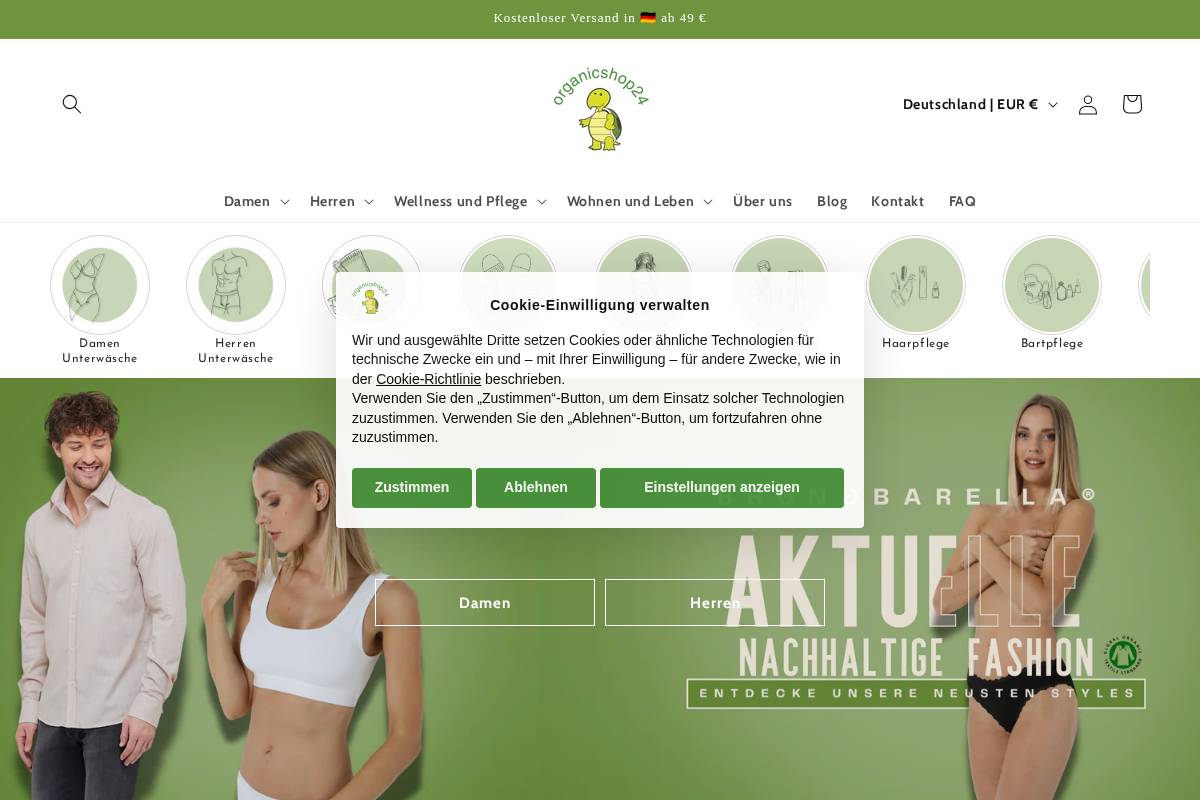 organicshop24.de homepage screenshot