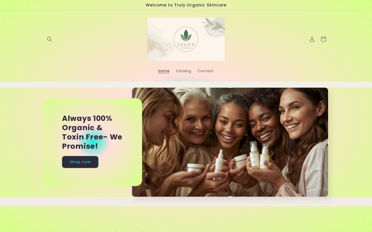 Organic Skin Care homepage screenshot
