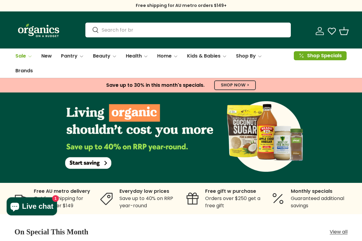 Organics on a Budget homepage screenshot