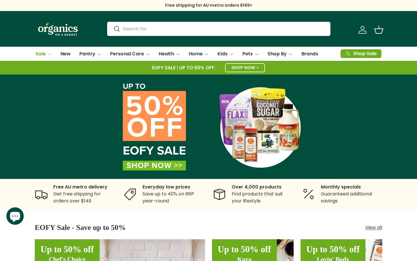 organicsonabudget.com homepage screenshot