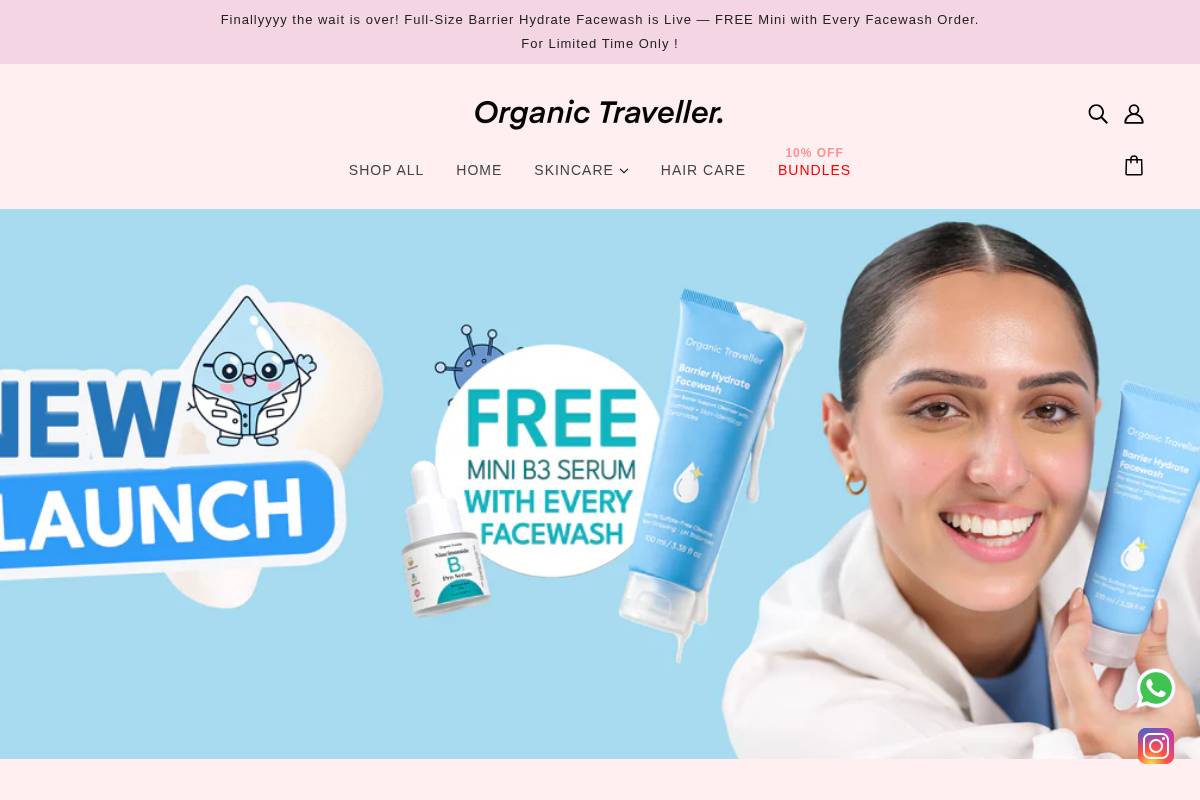 organictraveller.store homepage screenshot