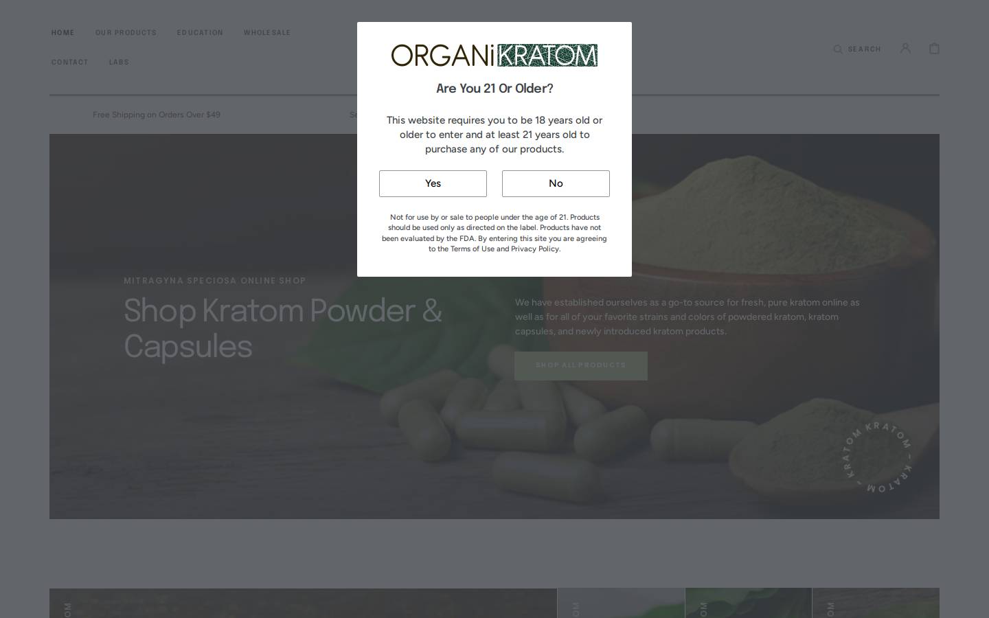 organikratom.com homepage screenshot