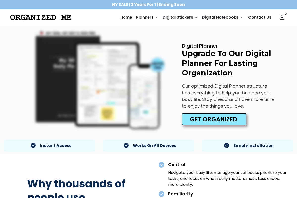Organized Me homepage screenshot