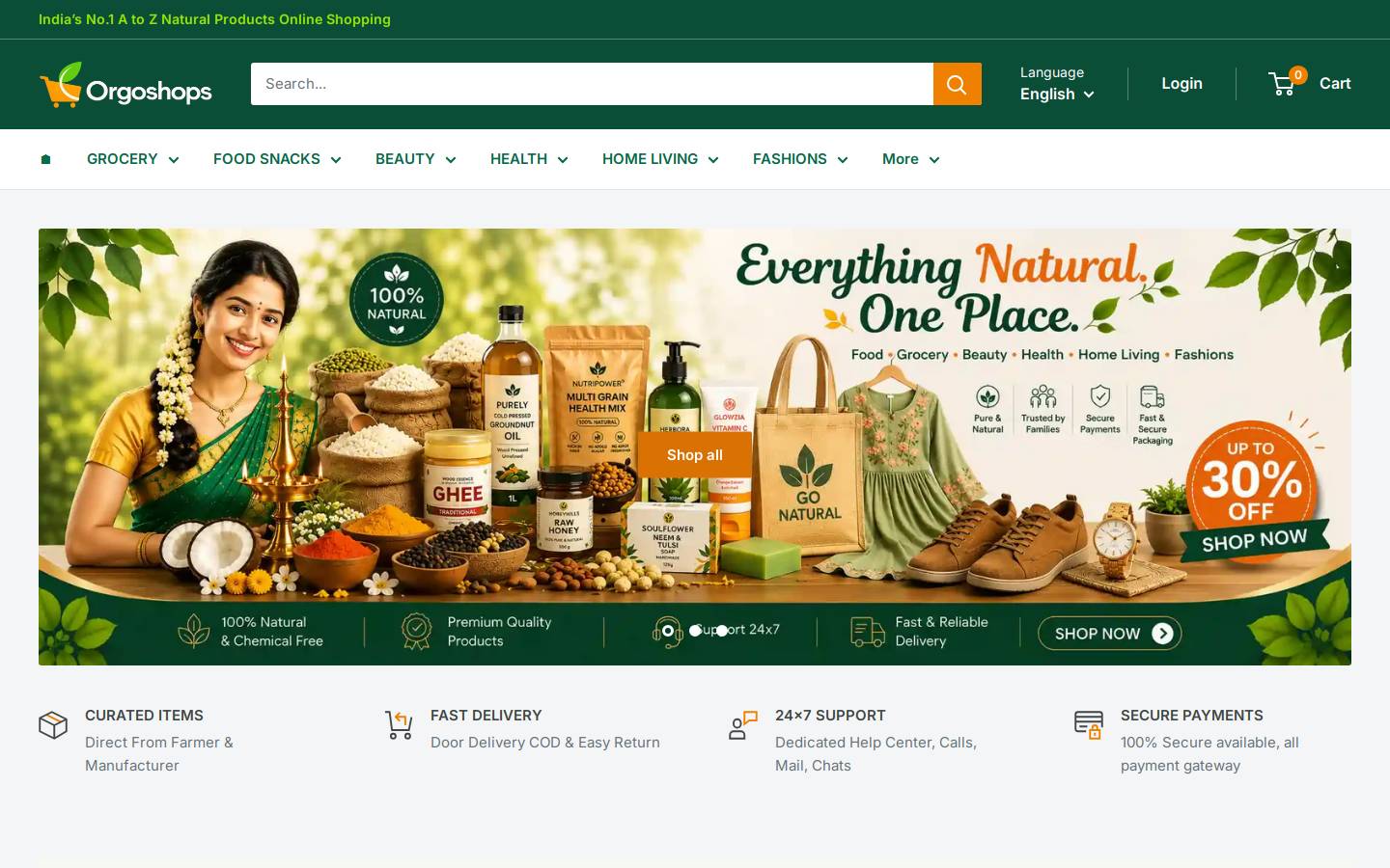 orgoshops.com homepage screenshot