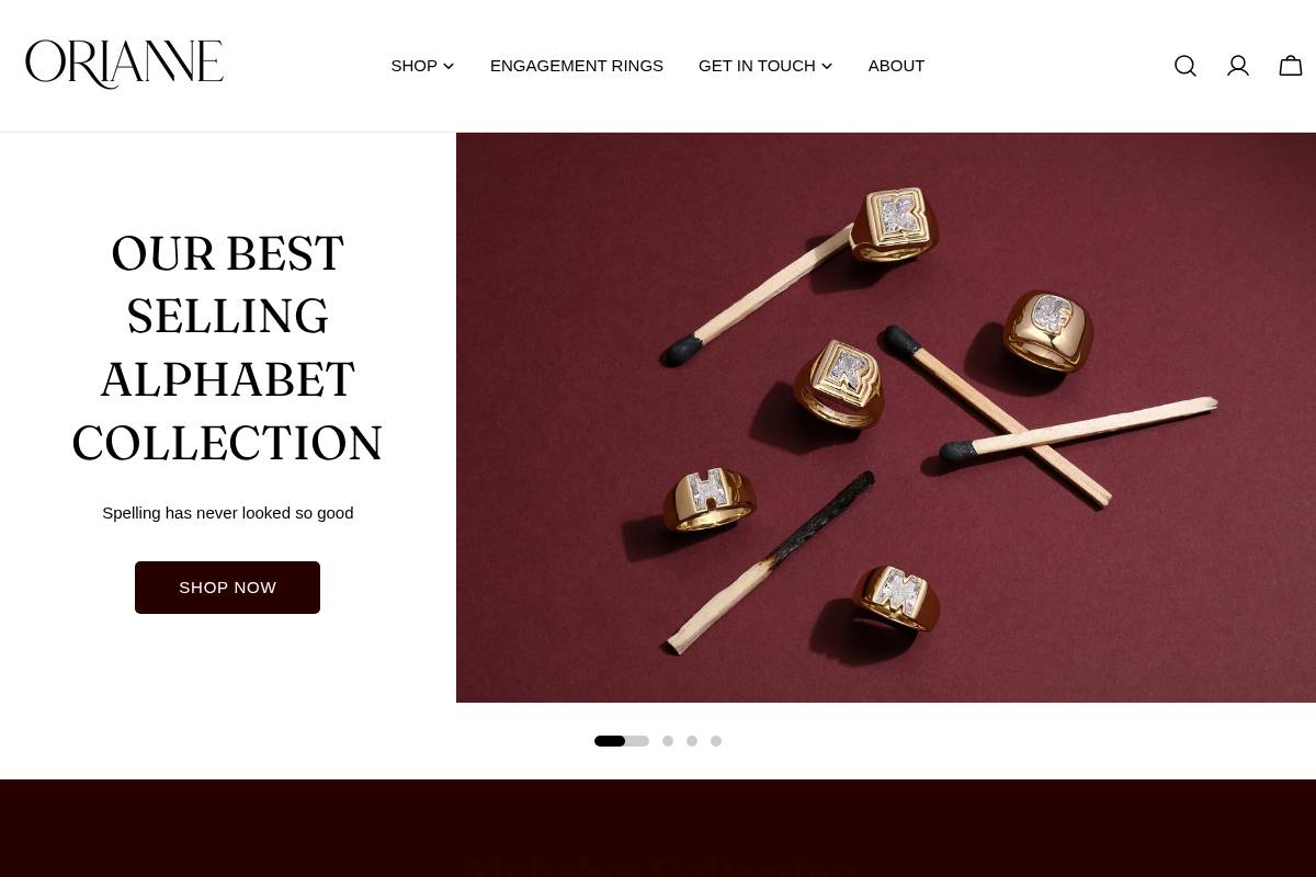 oriannejewelry.com homepage screenshot