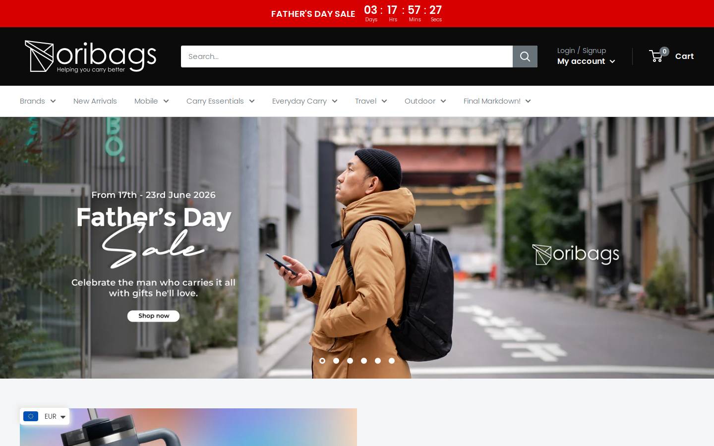 oribags.com homepage screenshot
