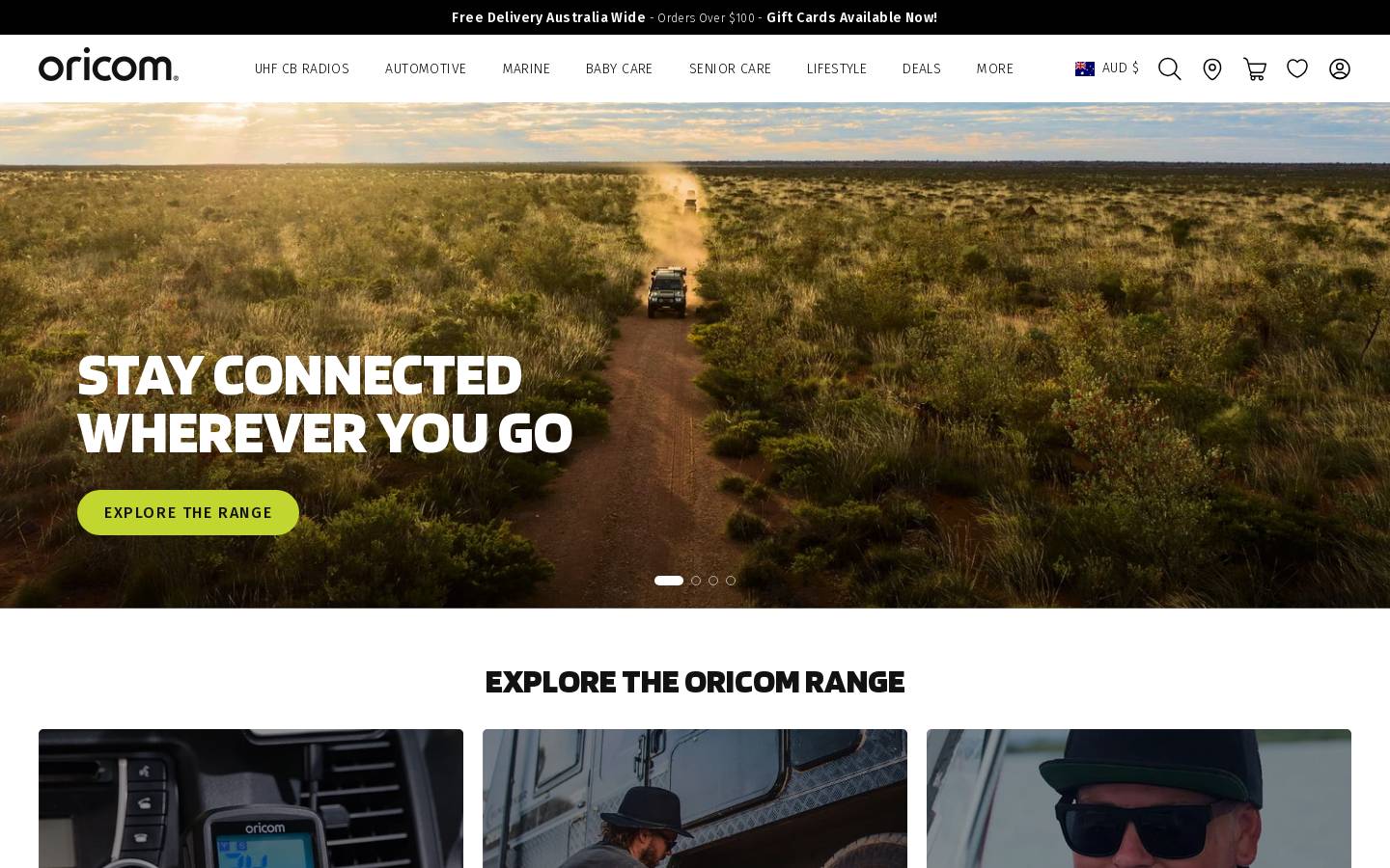 Oricom homepage screenshot