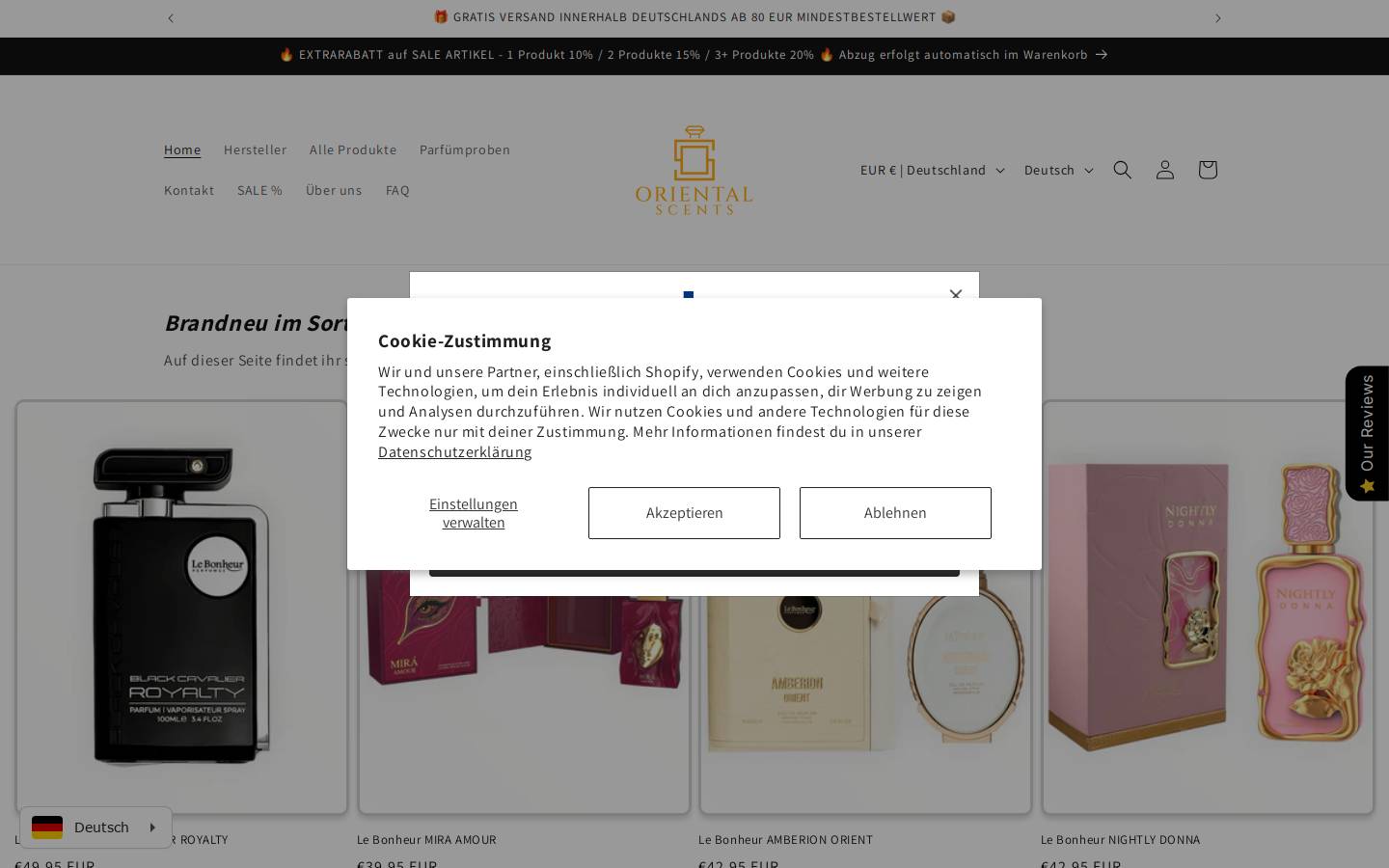 Oriental Scents homepage screenshot