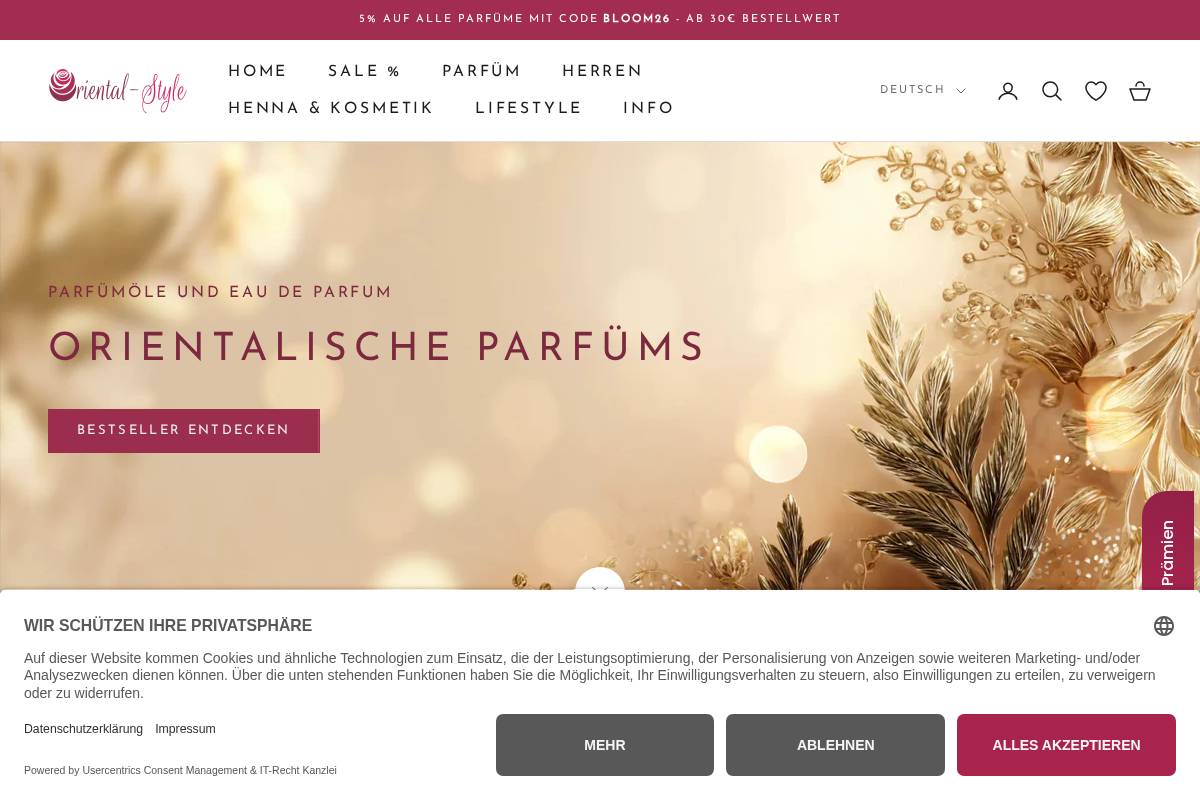 Oriental-Style homepage screenshot