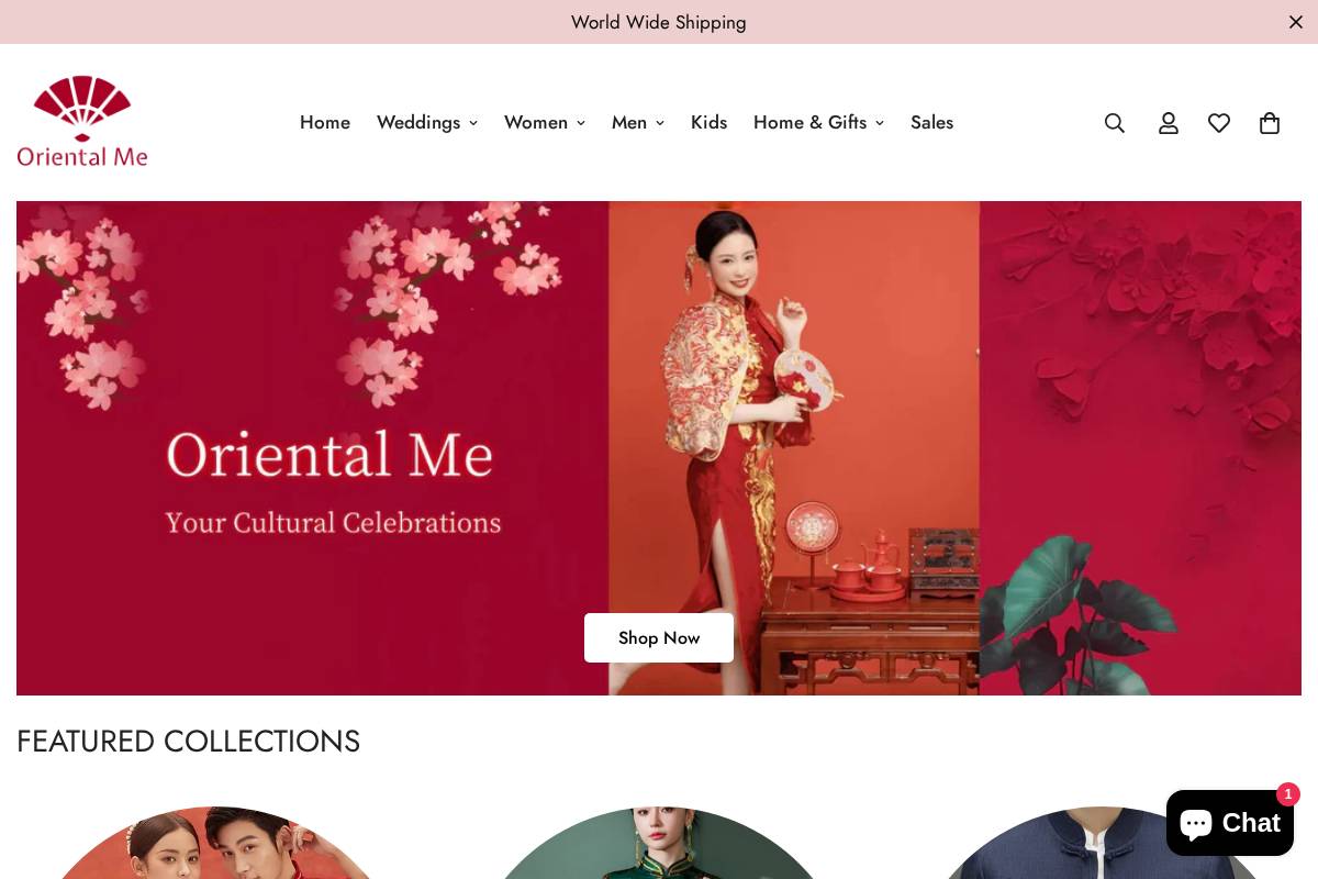 Orientalmestore homepage screenshot
