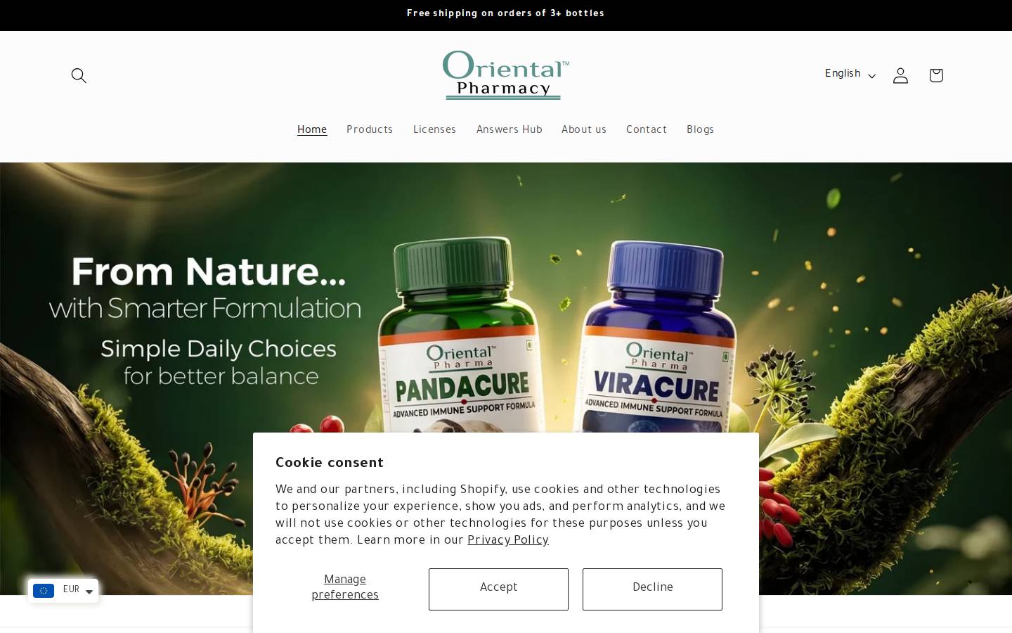 orientalpharmacy.co homepage screenshot