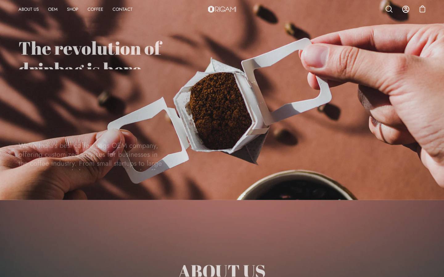 origamidripbag.com homepage screenshot
