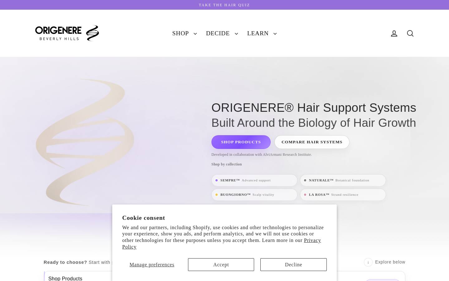 Origenere Corporation homepage screenshot