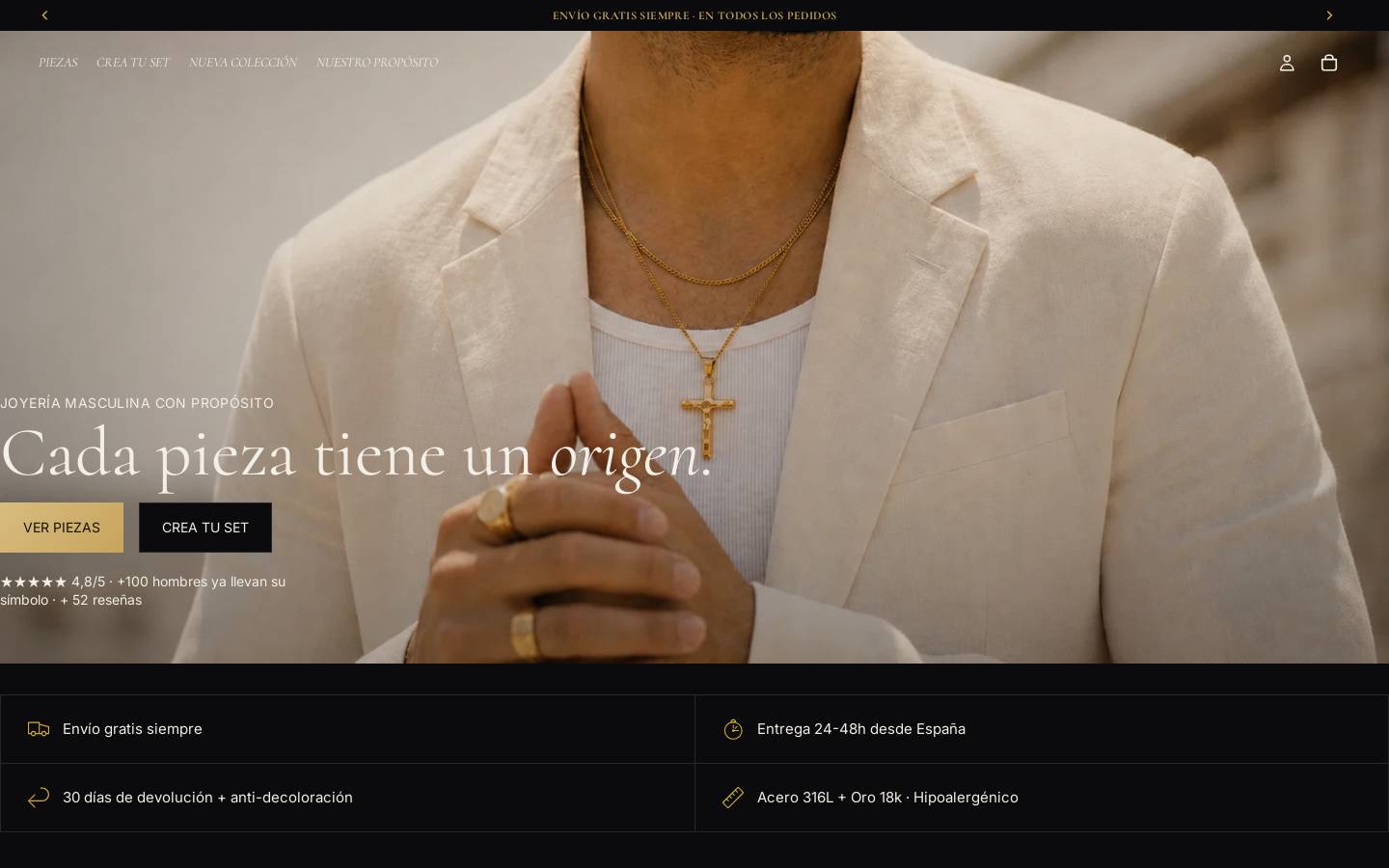 origenesjewelry.com homepage screenshot