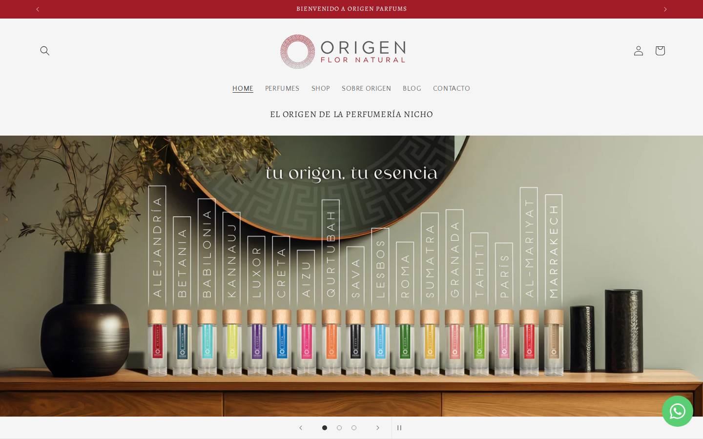 origenparfums.com homepage screenshot