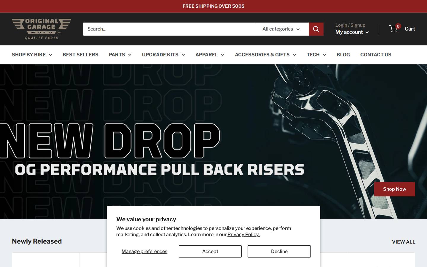 originalgaragemoto.com homepage screenshot