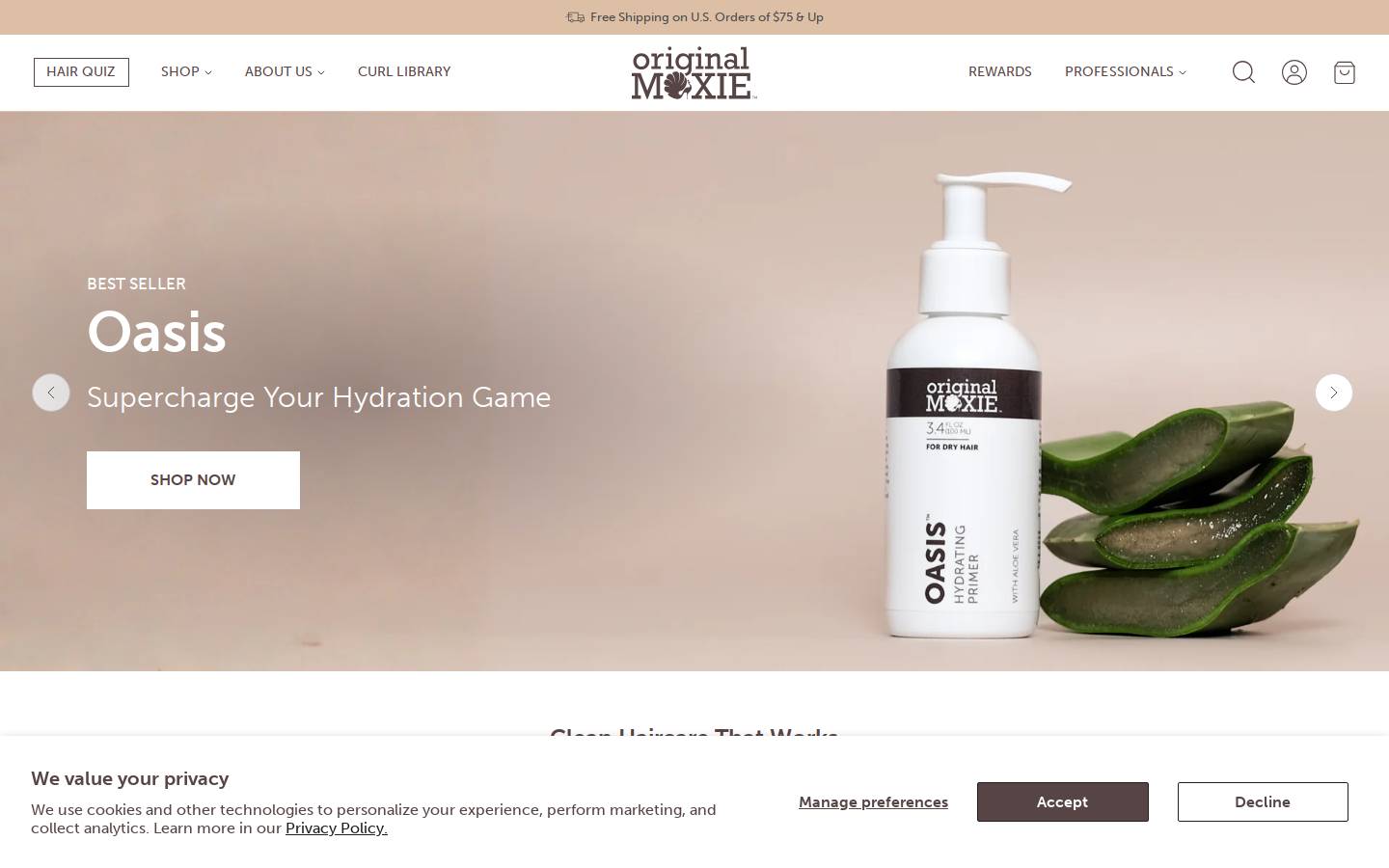 originalmoxie.com homepage screenshot