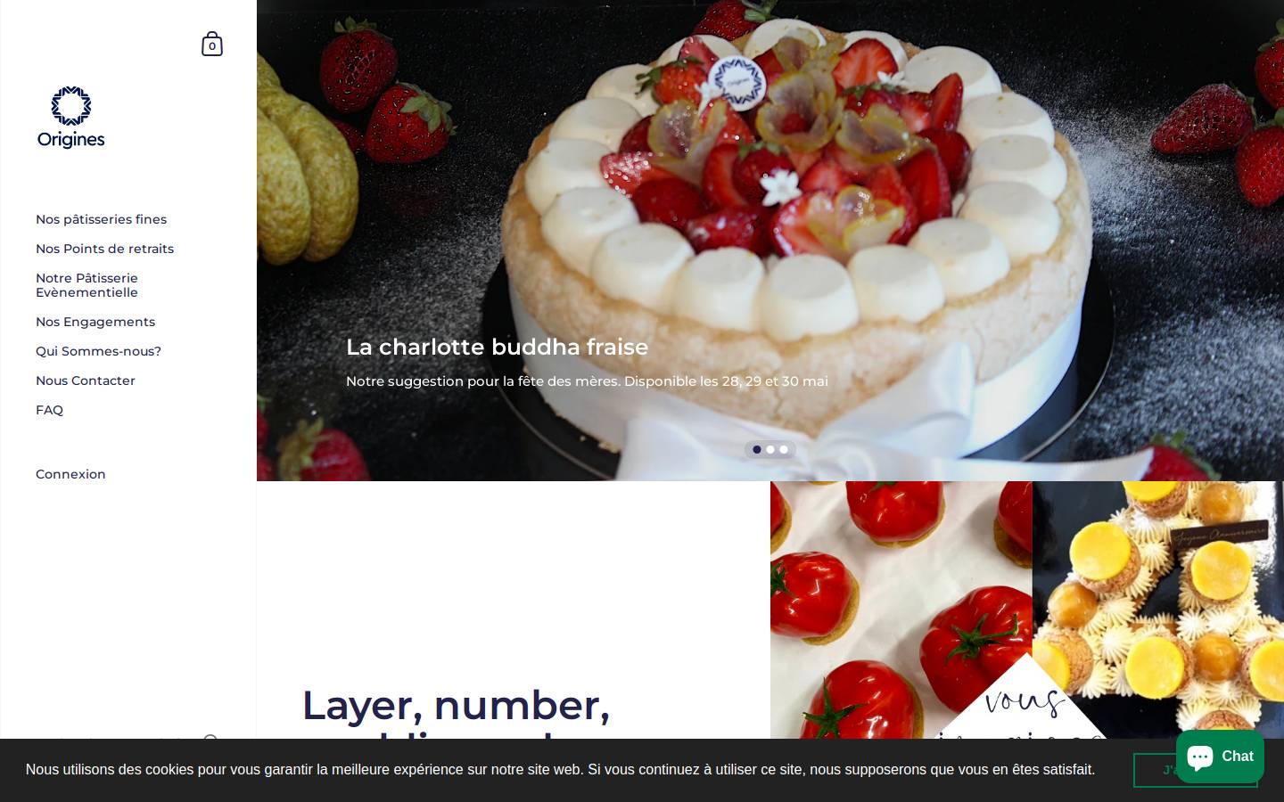 originespatisserie.com homepage screenshot
