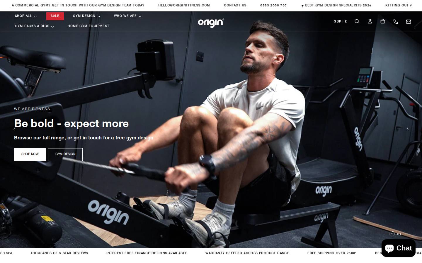 Origin Fitness homepage screenshot