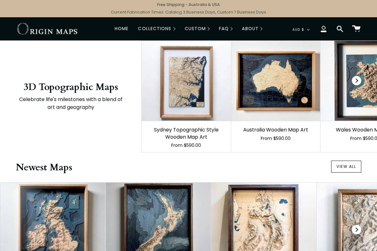 Originmaps homepage screenshot