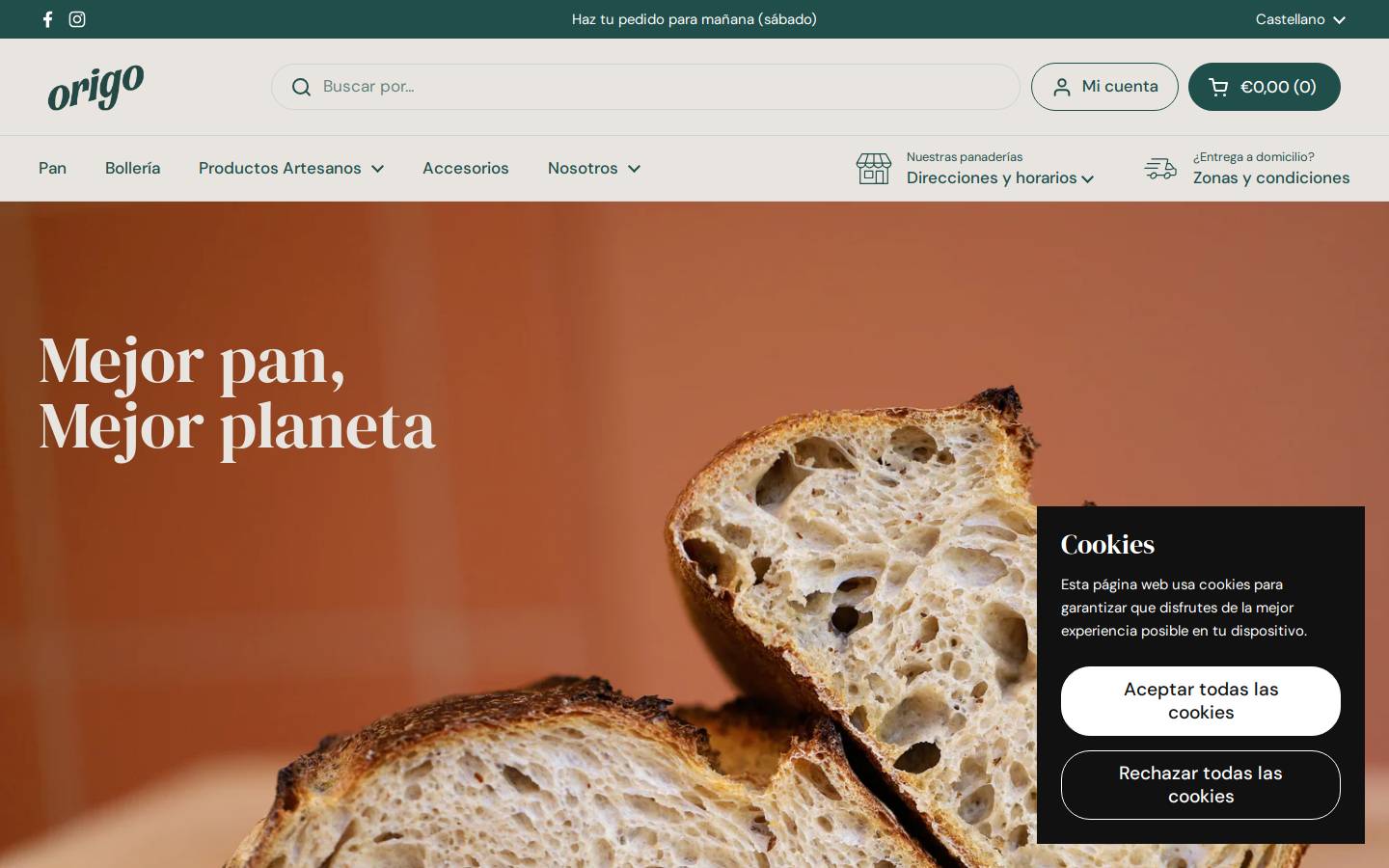 origobakery.com homepage screenshot