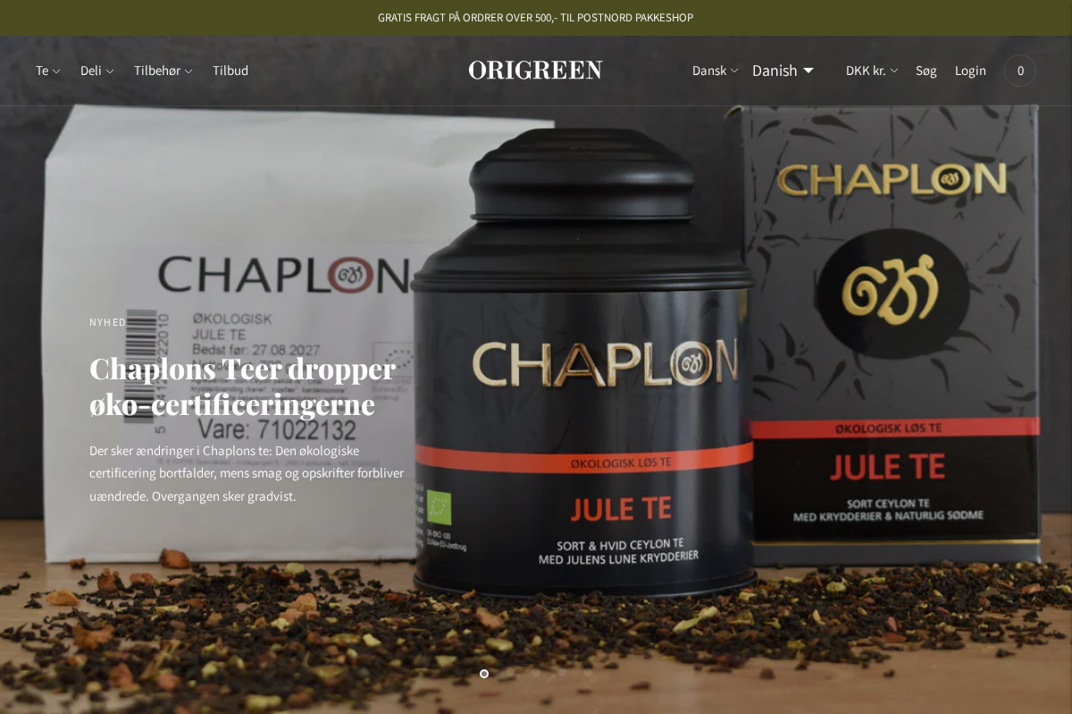 Origreen homepage screenshot