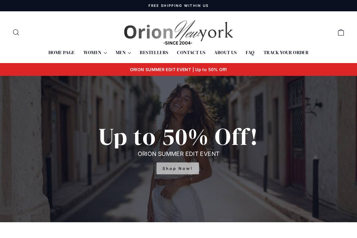 Orion Newyork homepage screenshot