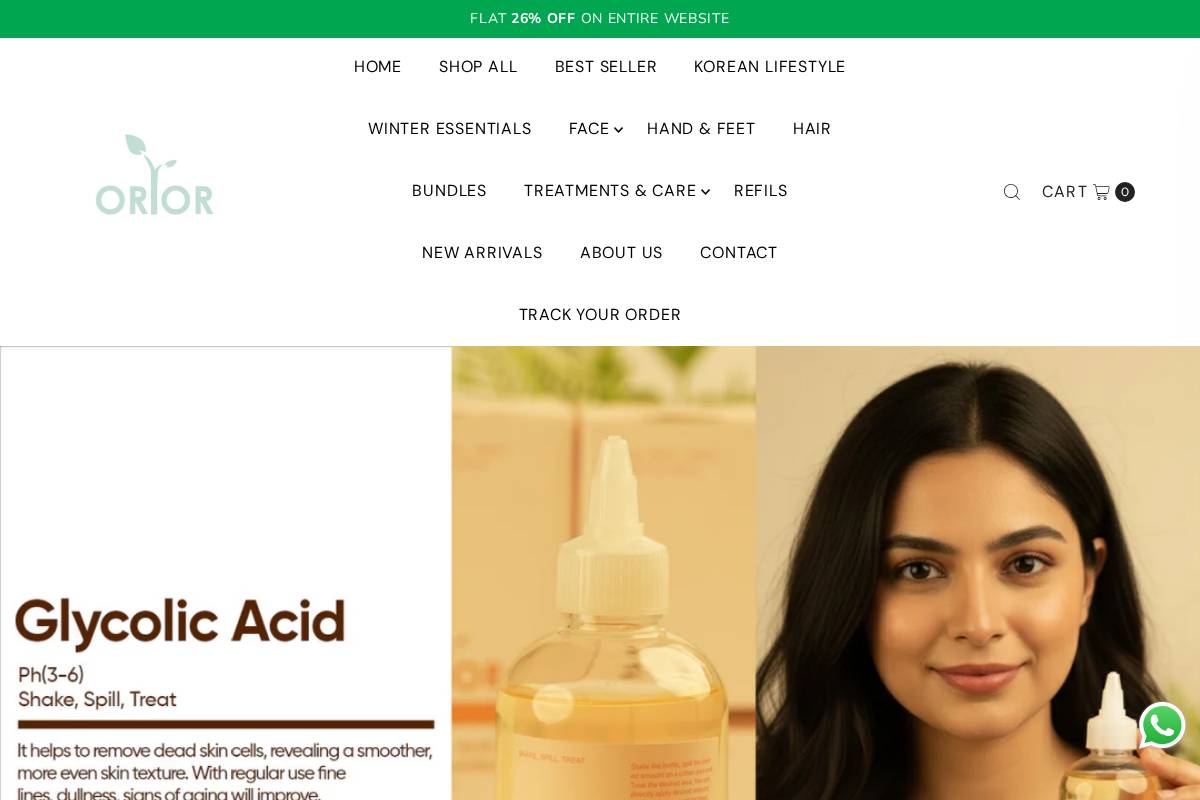 oriorcosmetics.com homepage screenshot