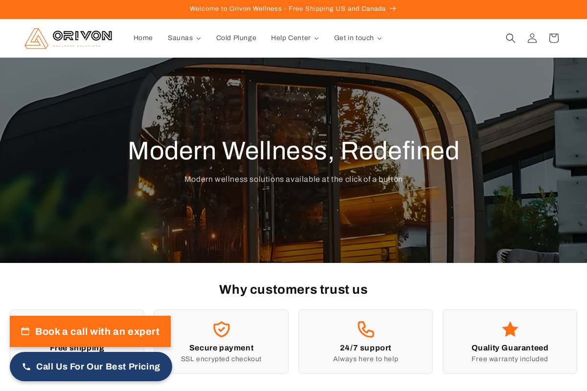 orivonwellness.com homepage screenshot