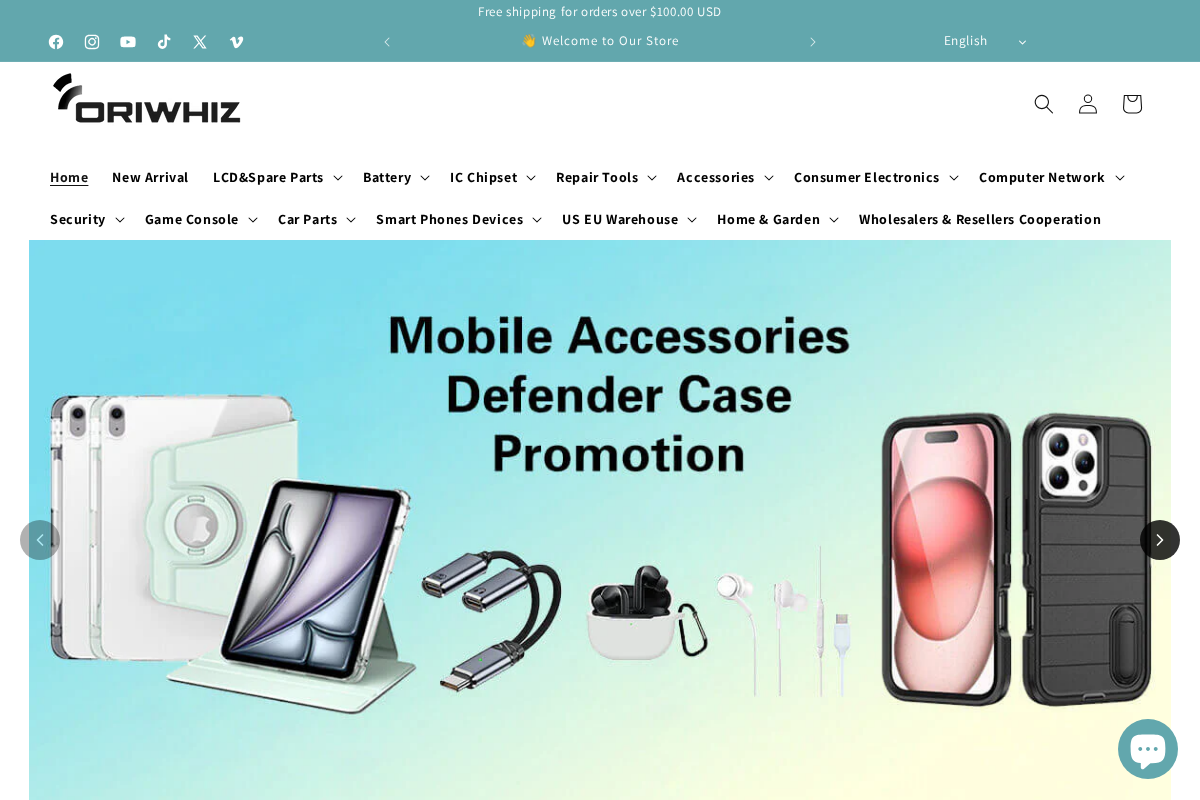 oriwhiz.com homepage screenshot