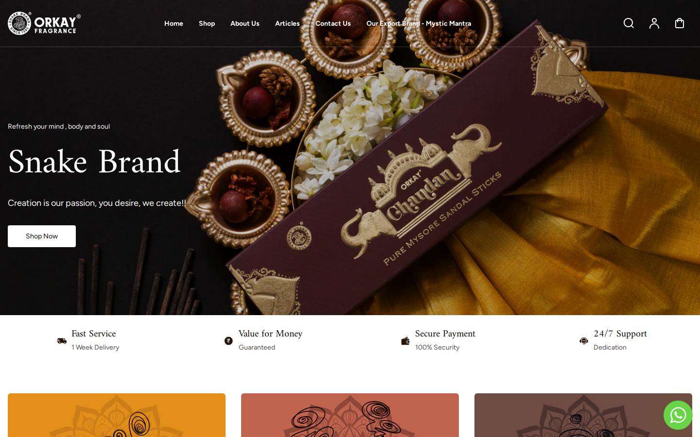 orkayfragrance.com homepage screenshot